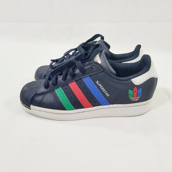 ADIDAS Superstar J Shelltops Colorful Stripes Shoes - Youth Size 4 - FW5235 - Picture 3 of 9